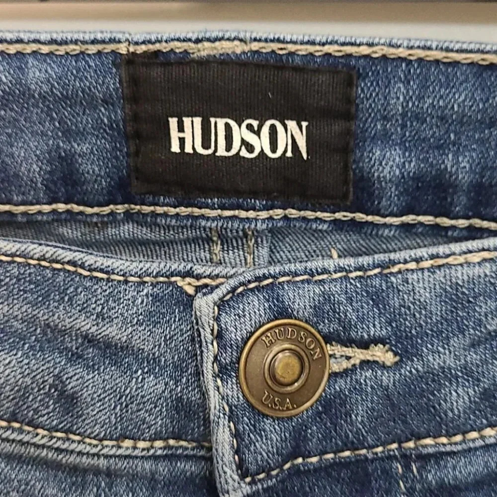 Hudson Distressed Raw Hem Denim Jeans - Picture 12 of 16